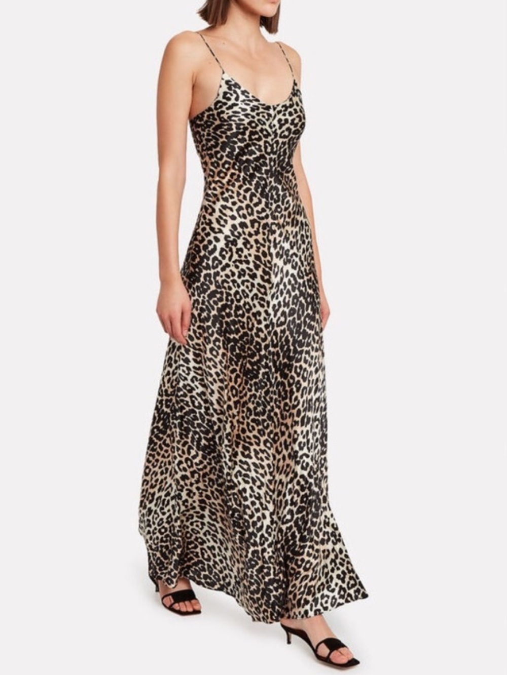 GANNI Leopard Print Silk Maxi Dress Size US 6